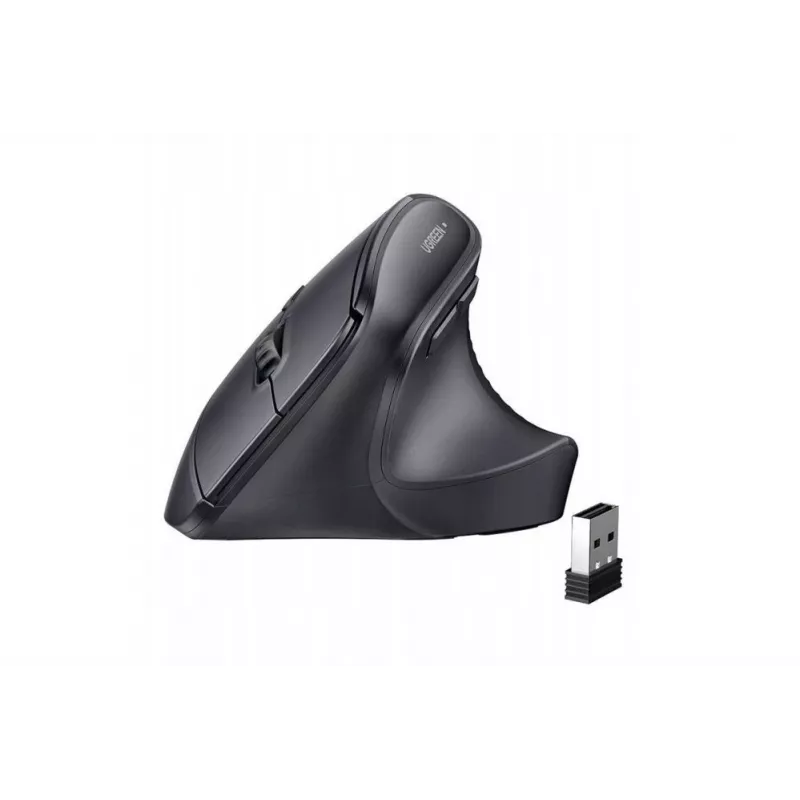 UGREEN belaidė vertikali pelė juoda 2.4GHz ergonomiška tyliu spustelėjimu 2400 DPI