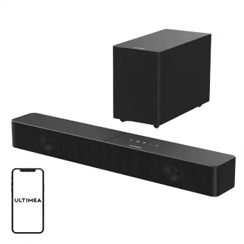 Ultimea Poseidon R3T 5.1.2 kanalų garso juosta su Dolby Atmos, 600W, belaidžiu žemų dažnių garsiakalbiu ir galiniais garsiakalbiais