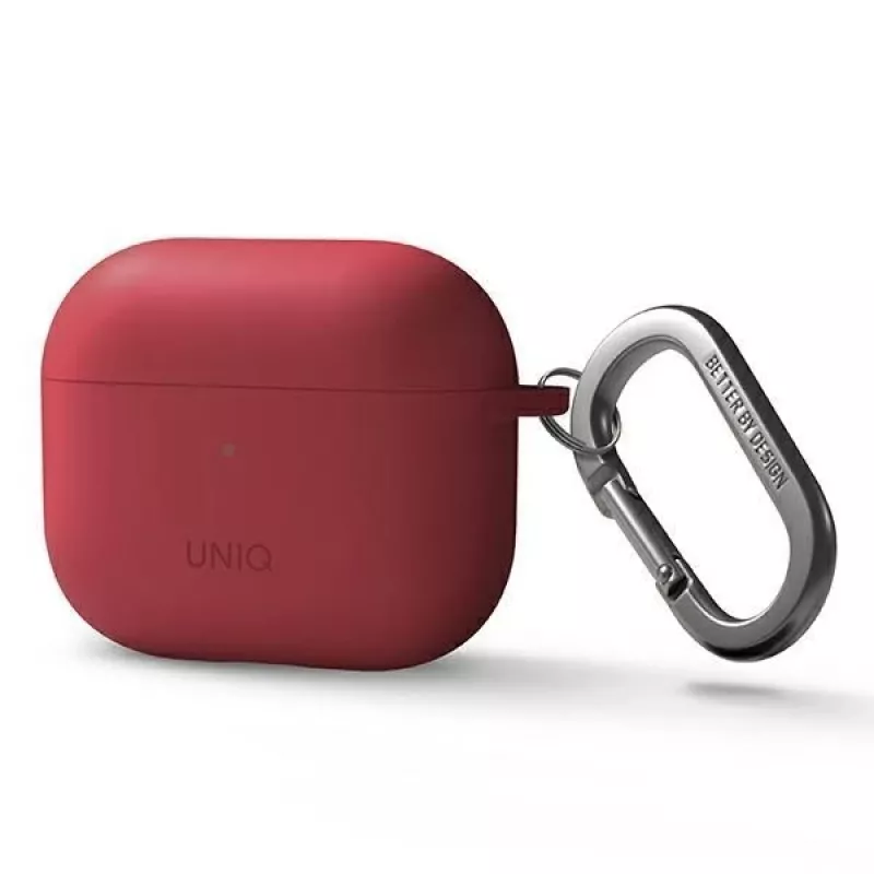 UNIQ Uniq Nexo Dėklas, skirtas AirPods 3 + Silikoniniai ausų kabliukai - Raudona