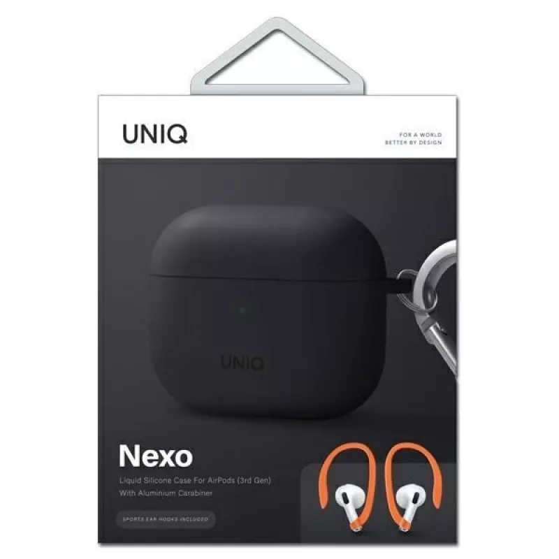 UNIQ Uniq Nexo Dėklas, skirtas AirPods 3 su ausų kabliukais, silikoninis - pilka