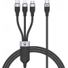 UNITEK 3-in-1 USB-A į Lightning, USB-C, Micro USB nailono pynės įkrovimo laidas 1,2 m juodas