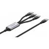 UNITEK 3-in-1 USB-A į Lightning, USB-C, Micro USB nailono pynės įkrovimo laidas 1,2 m juodas