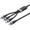 UNITEK 3-in-1 USB-A į Lightning, USB-C, Micro USB nailono pynės įkrovimo laidas 1,2 m juodas