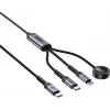 UNITEK 3-in-1 USB-C + Lightning + Apple Watch įkrovimo laidas, 100W PD, 480 Mbps, 1,2 m, juodas