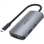 Unitek D1051A USB-C šakotuvas su 1x USB 3.0, VGA, 2x HDMI, Power Delivery ir MST