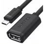 UNITEK USB 2.0 OTG laidas, microUSB vyriškas į USB-A moterišką, 15 cm, juodas