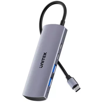 UNITEK USB-C Hub 4-in-1 USB-C 10 Gbps, 2x USB-A ir 2x USB-C, Space Grey