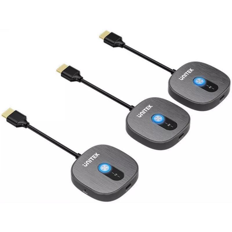 UNITEK Wireless HDMI 1080p AV Signal Transmitter System, 1 Transmitter + 2 Receivers, Black