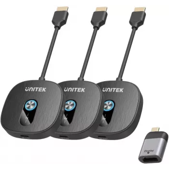 UNITEK Wireless HDMI 1080p AV Signal Transmitter System, 1 Transmitter + 2 Receivers, Black
