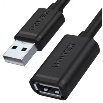 UNITEK Y-C449GBK USB 2.0 ilginamasis laidas, Type-A kištukas į lizdą, 1,5 m, juodas