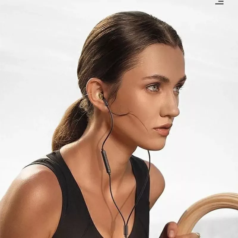USAMS EP-43 Metal USB-C stereo ausinės su mikrofonu, juodos
