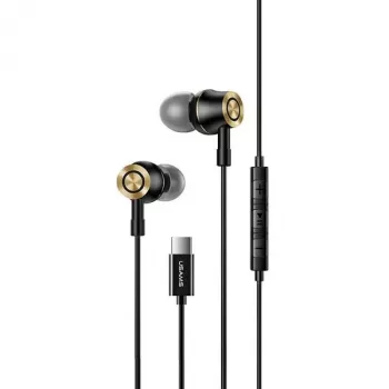 USAMS EP-43 Metal USB-C stereo ausinės su mikrofonu, juodos