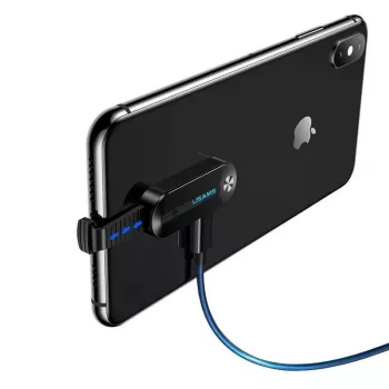 USAMS Lightning Dual Adapter su LED šviesa SJ357 Juoda