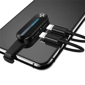 USAMS Lightning Dual Adapter su LED šviesa SJ357 Juoda