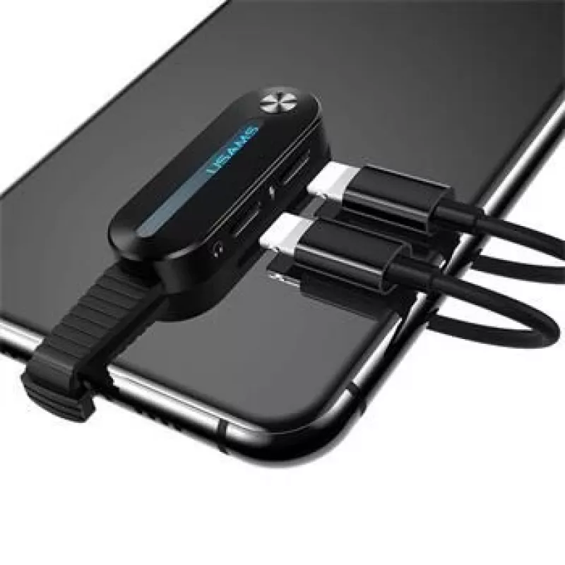 USAMS Lightning Dual Adapter su LED šviesa SJ357 Juoda