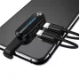 USAMS Lightning Dual Adapter su LED šviesa SJ357 Juoda