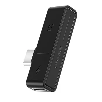 USAMS SJ386 Type-C+3.5mm įkrovimo ir garso adapteris juodas