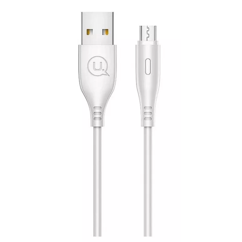 USAMS US-SJ268 U18 Flexi PVC Universal Micro USB to USB Data & Fast 2A Charger Round Plug Cable White