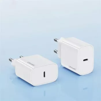 USAMS Yi Series T65 20W PD Greitasis Įkroviklis su USB-C į USB-C 60W Laidu, Baltas (OYXLTZ01)