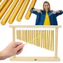 V-TONE CH20 vamzdiniai vėjo varpeliai – 6 aliuminio vamzdžiai, medinė viršūnė, 60 cm, natūrali apdaila