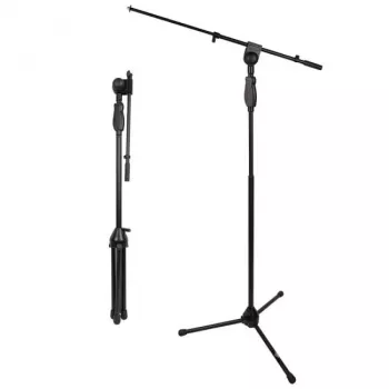 V-TONE DELUXE M1 Solo mikrofoninis stovas su strėle ir trikojo pagrindu, reguliuojamas aukštis 900-1600 mm, juodas