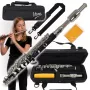 V-TONE PICCOLO 1 Pikolo fleita C tonacijoje, ABS derva, nikeliuotas sidabrinis galvutės vamzdelis, nikeliuoti klavišai, Boehm sistema, Split E, C pėdelė, mokyklinis modelis su kietu dėklu ir priedais