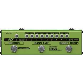 Valeton Dapper Bass Mini daugiaefektinis pedalas bosinei gitarai su kompresoriumi, boost, oktava, fuzz, chorus, tuner ir DI išėjimu