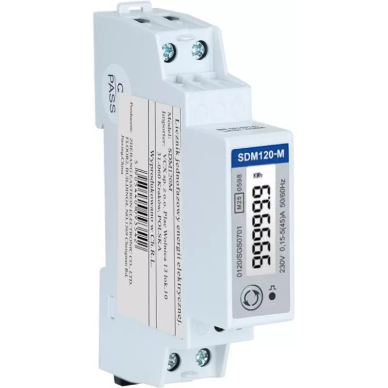 VCX SDM120M Vienfazis Dvikryptis Energijos Skaitiklis su Modbus RTU (MID)