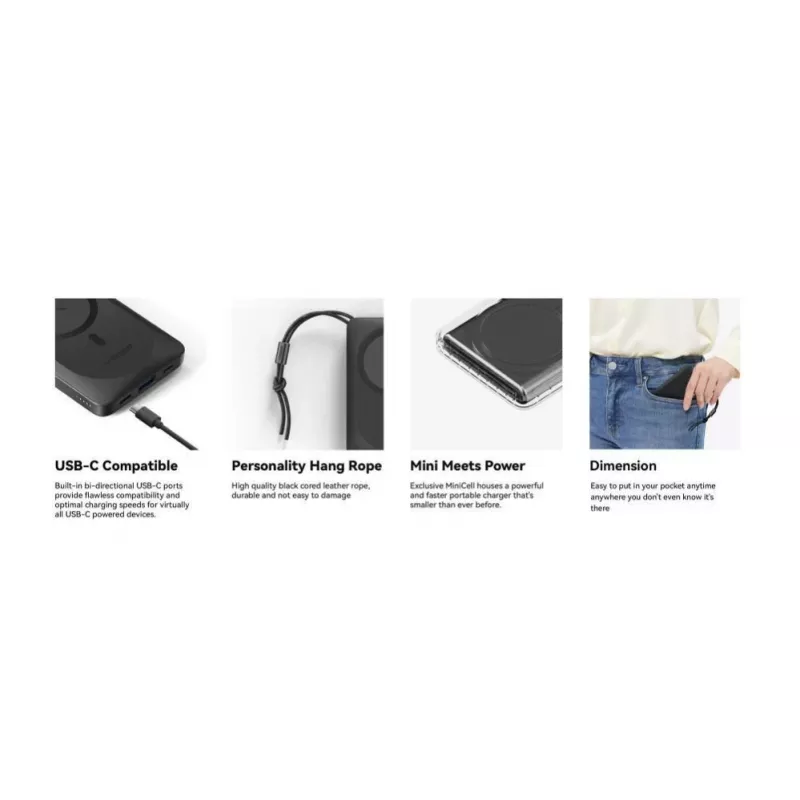 Veger MagOn Power Bank 10000 mAh White - MagSafe Compatible, PD QC3.0 20W Wireless Charging