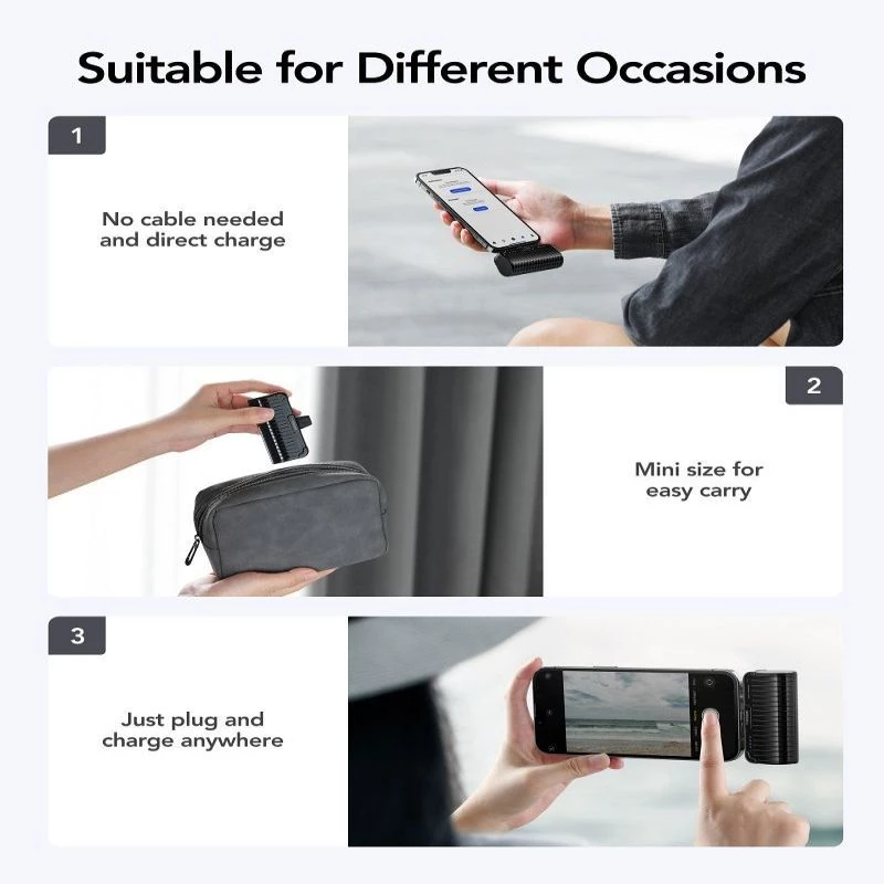 Veger PlugOn Power Bank (W0558P) 5000 mAh 20W PD QC3.0 su įmontuota Lightning jungtimi, juoda