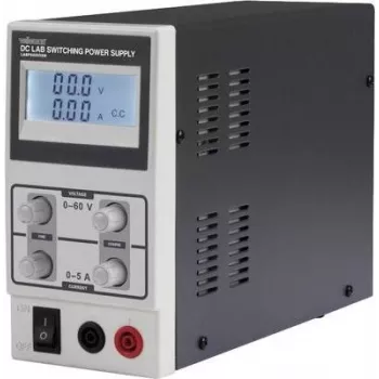 Velleman LABPS6005SM 60V 5A 300W reguliuojamas nuolatinės srovės laboratorinis maitinimo šaltinis su LED ekranu, juodas/pilkas