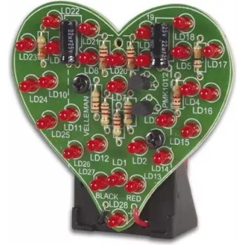 Velleman MK101 Mirksinčios širdies litavimo rinkinys - Raudonų LED širdies ekranas, 9V DC, 16 LED, Pradedantiesiems Skirtas Edukacinis DIY Elektronikos Projektas