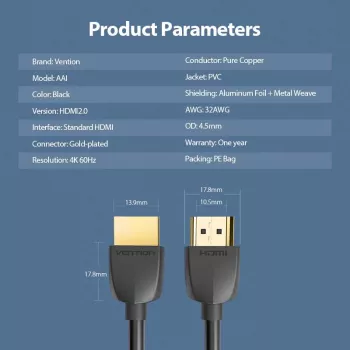 VENTION AAIBH HDMI laidas 2m juodas