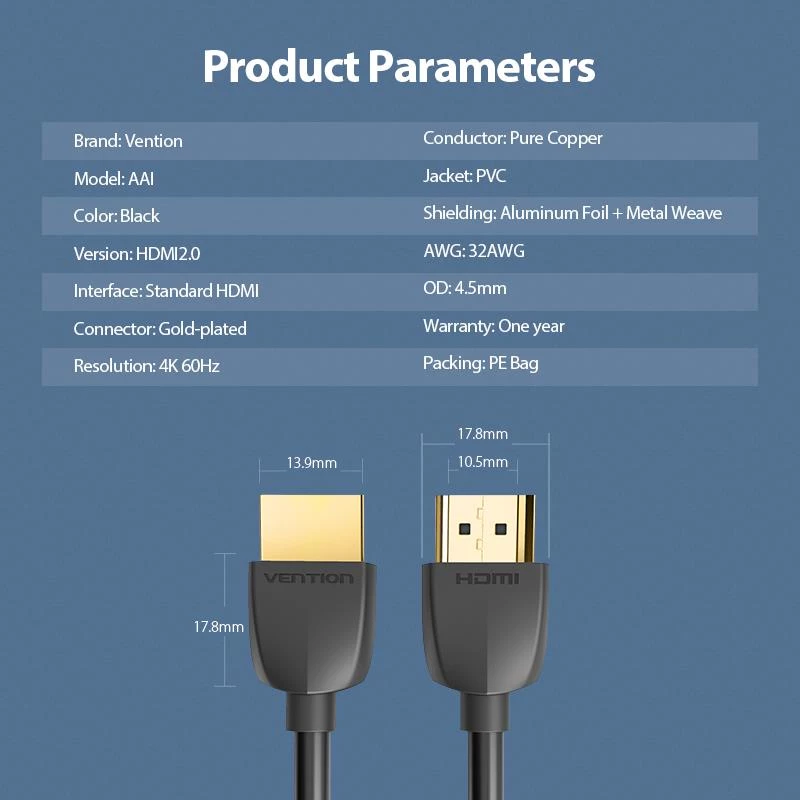 VENTION AAIBH HDMI laidas 2m juodas