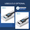 VENTION CONBI USB 3.0 laidas, kištukas-kištukas, 3 m, juodas