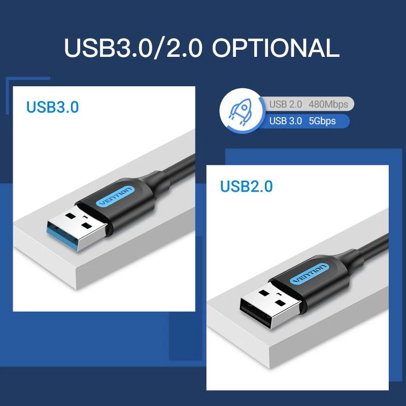 VENTION CONBI USB 3.0 laidas, kištukas-kištukas, 3 m, juodas
