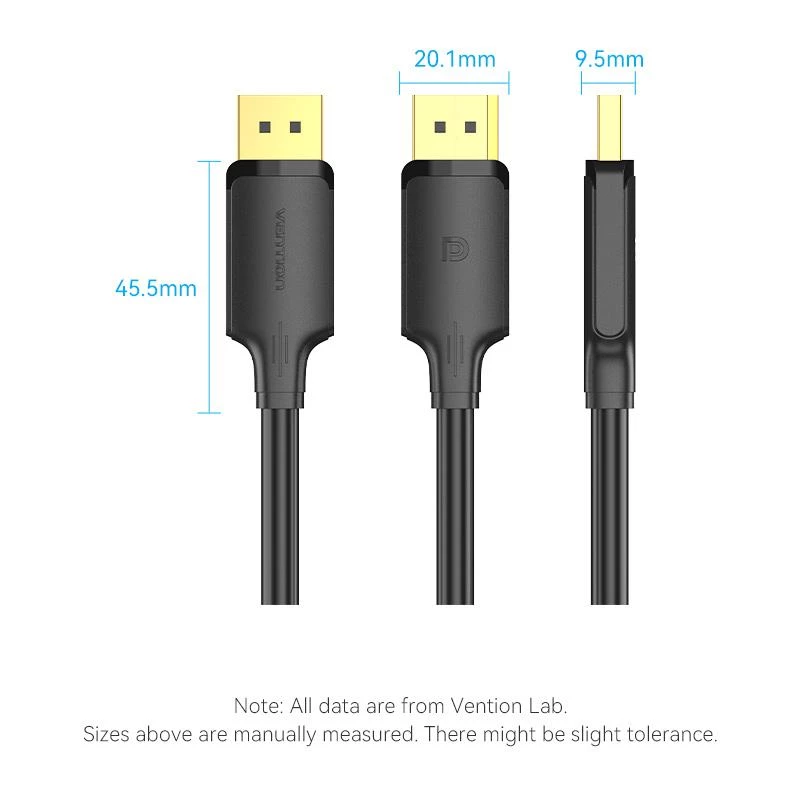 VENTION HAKBF DisplayPort į DisplayPort laidas 1m juodas