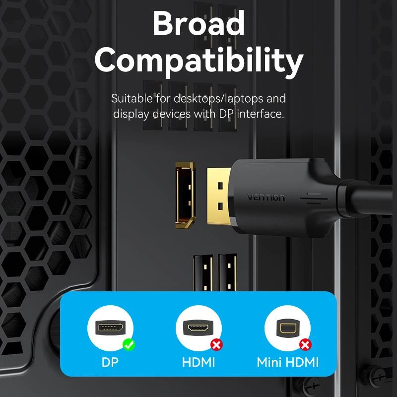 VENTION HAKBF DisplayPort į DisplayPort laidas 1m juodas