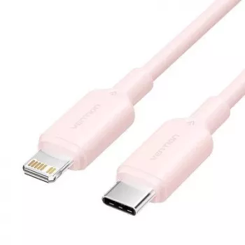 VENTION USB-C į Lightning laidas 1m rožinis LAKPF - 20W PD greitas įkrovimas ir 480Mbps duomenų sinchronizavimas