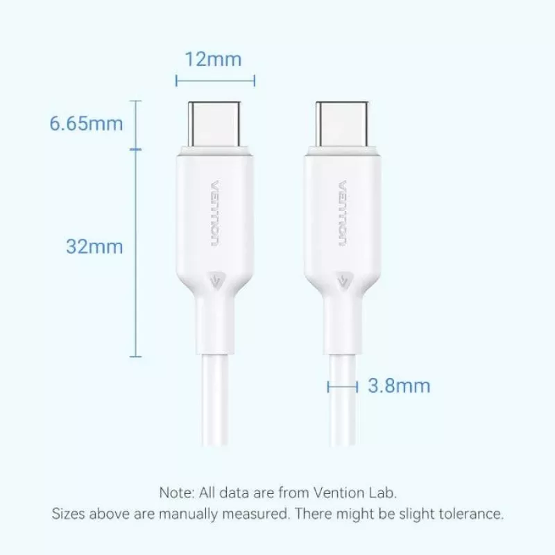 VENTION USB-C į USB-C laidas 1m Juodas TRCBF