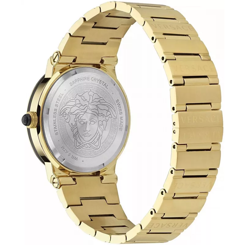 VERSACE V-Chrono vyrų laikrodis VE7G00323 38mm juodas ciferblatas odinis dirželis