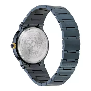 Versace V-Circle vyriškas laikrodis VE7G00423 38mm Swiss Quartz nerūdijantis plienas oda juoda