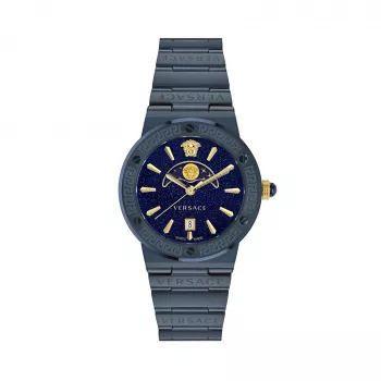 Versace V-Circle vyriškas laikrodis VE7G00423 38mm Swiss Quartz nerūdijantis plienas oda juoda