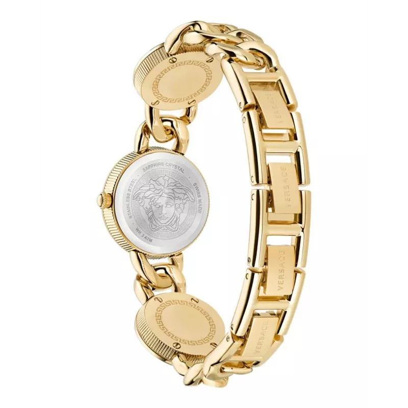 Versace V-Circle moteriškas šveicariškas kvarcinis laikrodis 26mm juodas ciferblatas odinis dirželis VE3C00422