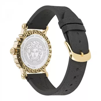 Versace V-Circle Moteriškas Šveicariškas Kvarcinis Laikrodis VE6D00223 40mm Juodas Ciferblatas Odinis Dirželis