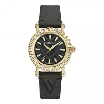 Versace V-Circle Moteriškas Šveicariškas Kvarcinis Laikrodis VE6D00223 40mm Juodas Ciferblatas Odinis Dirželis