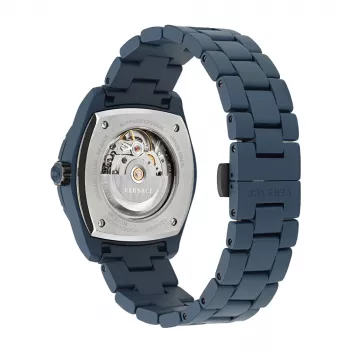 Versace V-Extreme Pro vyriškas Šveicariškas kvarcinis laikrodis VE7K00223 43mm nerūdijantis plienas juodas ciferblatas sidabrinė apyrankė
