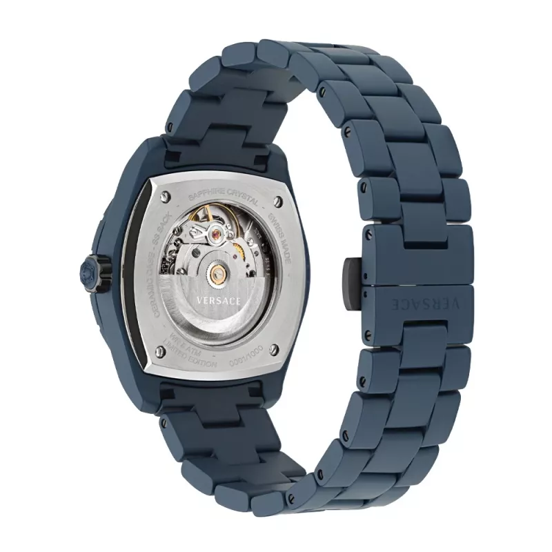 Versace V-Extreme Pro vyriškas Šveicariškas kvarcinis laikrodis VE7K00223 43mm nerūdijantis plienas juodas ciferblatas sidabrinė apyrankė