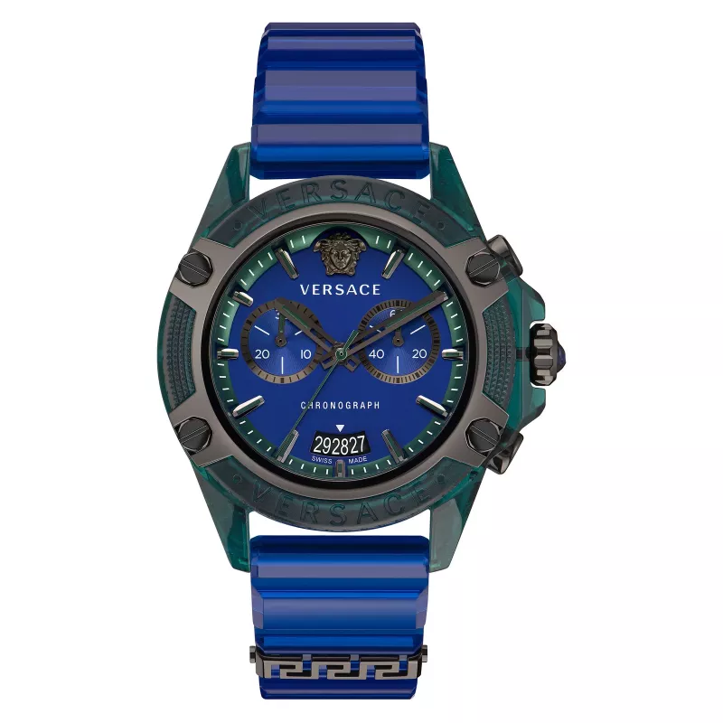 Versace V-Extreme Pro Men's Swiss Quartz Watch VEZ701122 44mm Black Dial Leather Strap