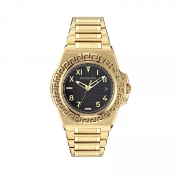 Versace V-Motif Virtual Women's Watch VE3I00723 44mm Swiss Quartz Black Dial Leather Strap
